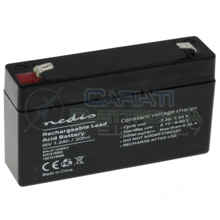 Batteria 6V 1200mAh 1,2Ah piombo-acido ricaricabile 97x24x52mm ermeticaNedis