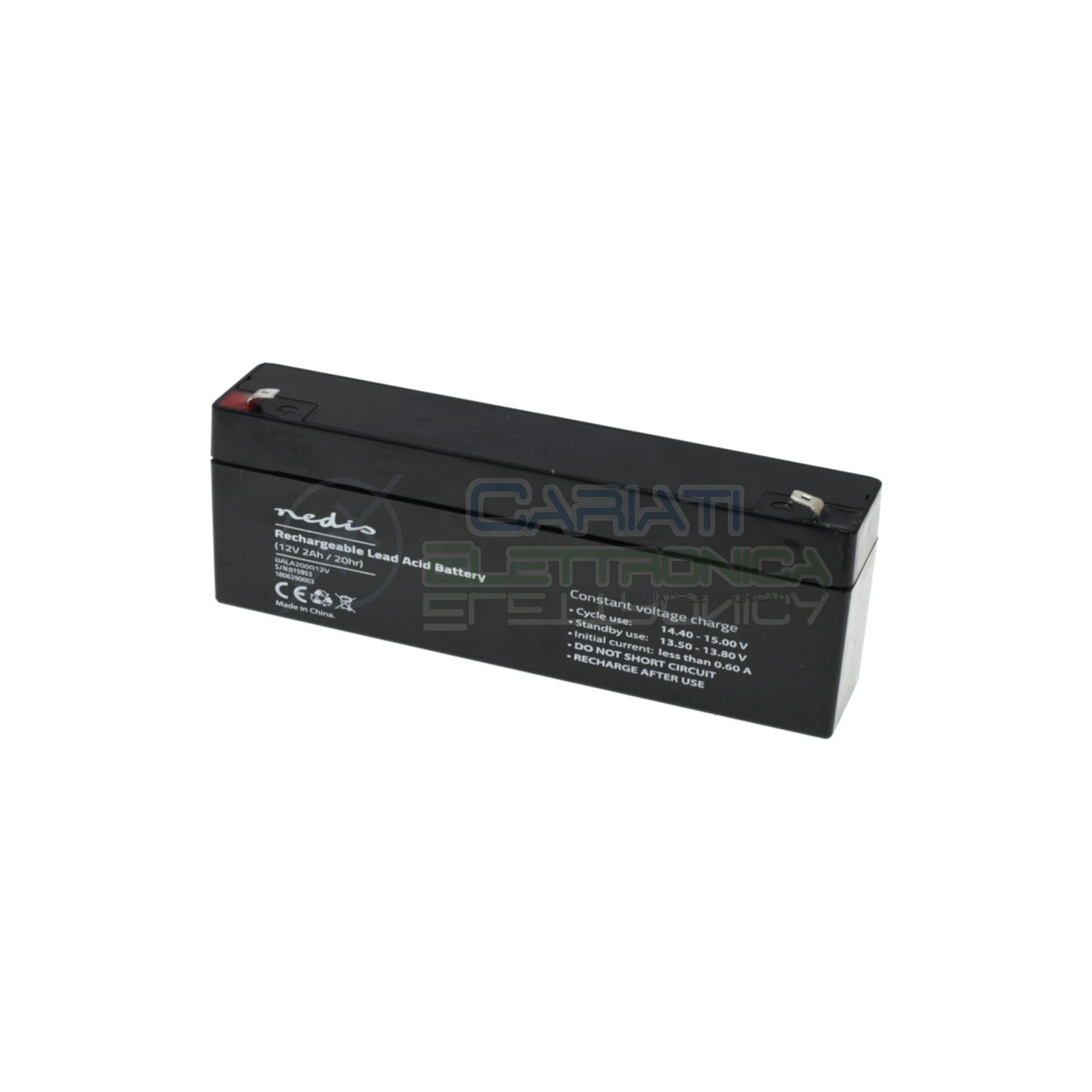 Batteria 12V 2000mAh 2Ah piombo-acido ricaricabile 178x34x66mm ermetica Nedis