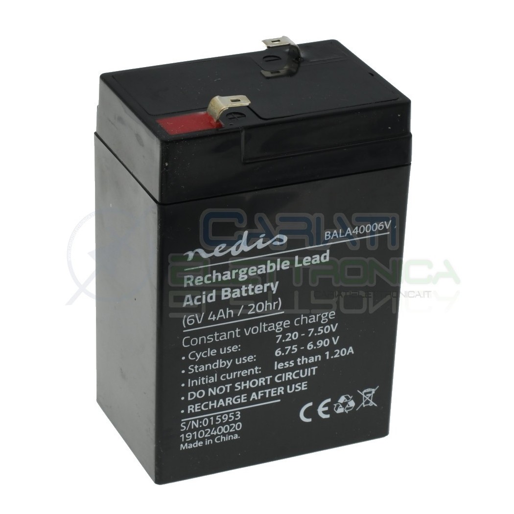 Batteria 6V 4000mAh 4Ah piombo-acido ricaricabile Beghelli Lampada di emergenza 70x41x101mm ermetica