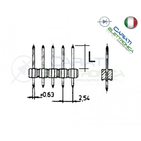 5 Pezzi Connettori strip line 40 poli maschio L 10mm