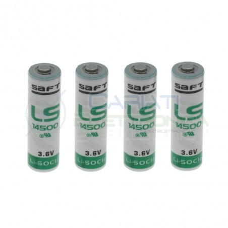 4 PEZZI BATTERIA STILO PILA AA LITIO SAFT LS14500 3,6V 2600mAh ALLARMESaft Battery