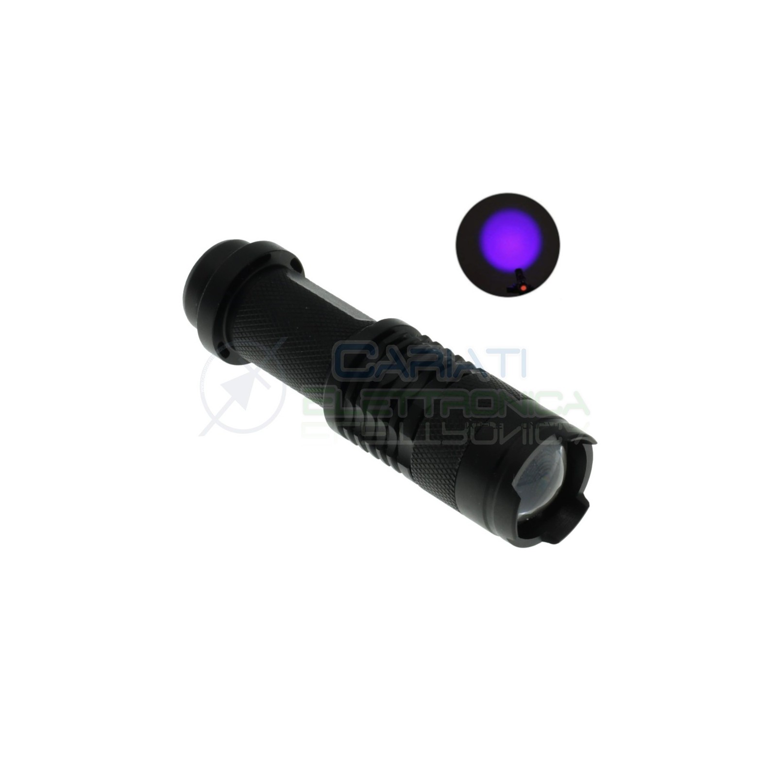Mini Torcia con led 3W 395nm Zoom monta batteria AA 14500Generico