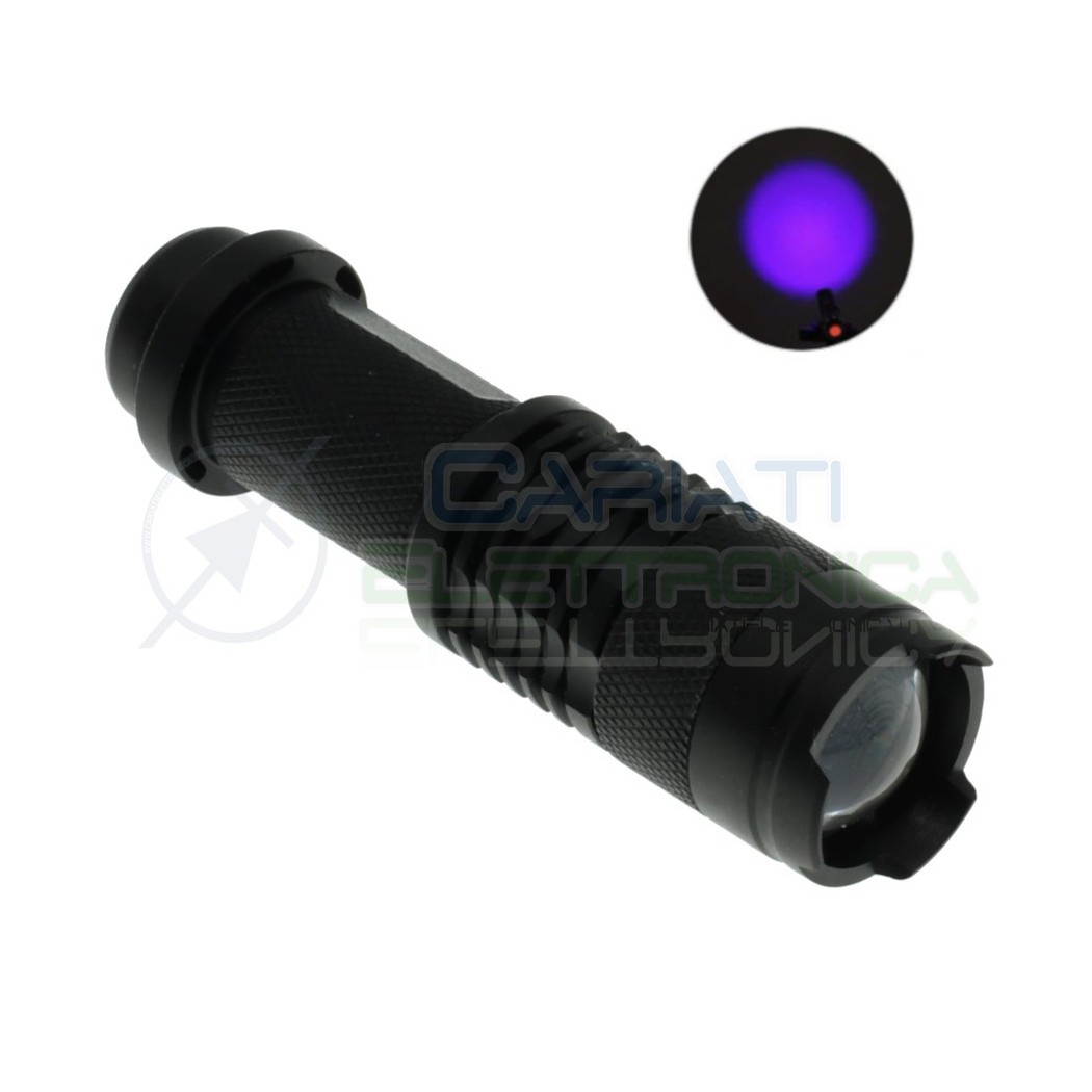 Mini Torcia con led 3W 395nm Zoom monta batteria AA 14500Generico