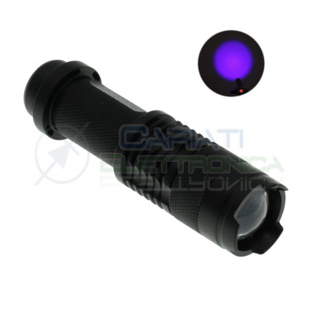 Mini Torcia con led 3W 395nm Zoom monta batteria AA 14500Generico