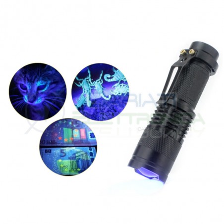 Mini Torcia con led 3W 395nm Zoom monta batteria AA 14500Generico