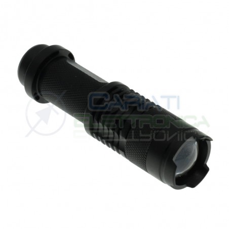 Mini Torcia con led 3W 300Lm Bianco freddo con Zoom monta batteria AA 14500Generico