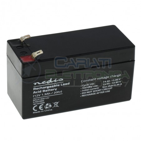 Batteria 12V 1300mAh 1,3Ah piombo-acido ricaricabile 97x43x52mm ermeticaNedis