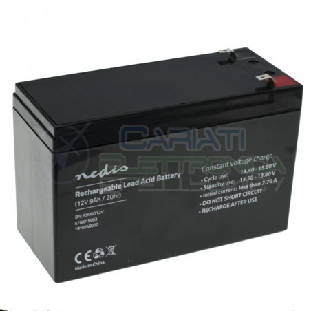 Batteria 12V 9000mAh 9Ah piombo-acido ricaricabile 150x65x95mm ermeticaNedis