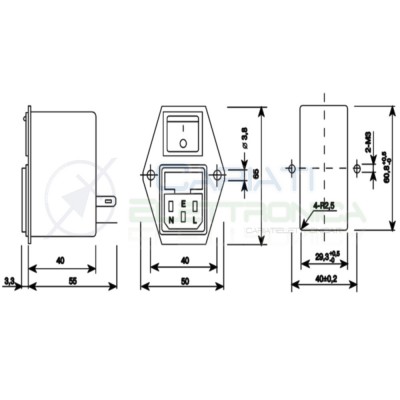 Filtro di rete EMI 3A con presa IEC interruttore e portafusibile da pannelloJianli Electronic
