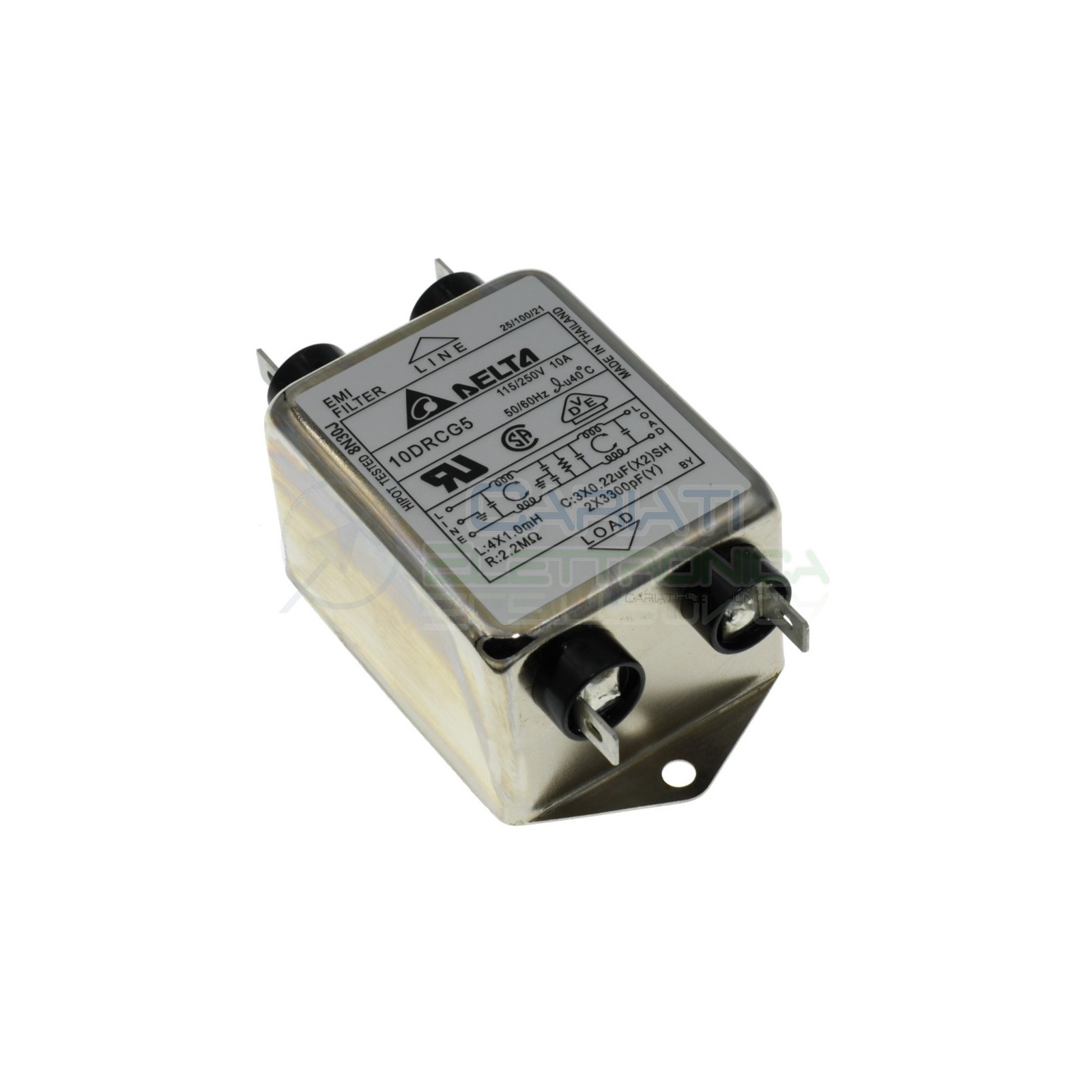 Filtro di rete EMI 250Vac 10A 10DRCG5 con Terminali Faston Delta Electronics Delta elettronics