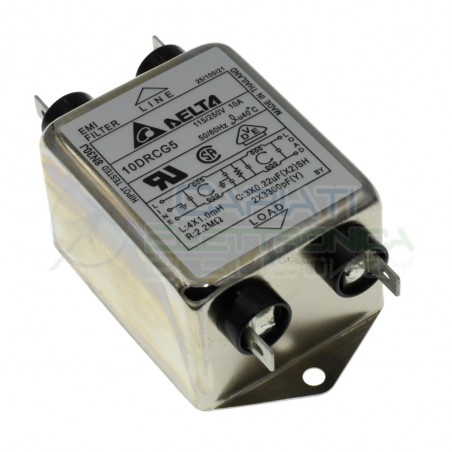 Filtro di rete EMI 250Vac 10A 10DRCG5 con Terminali Faston Delta Electronics Delta elettronics