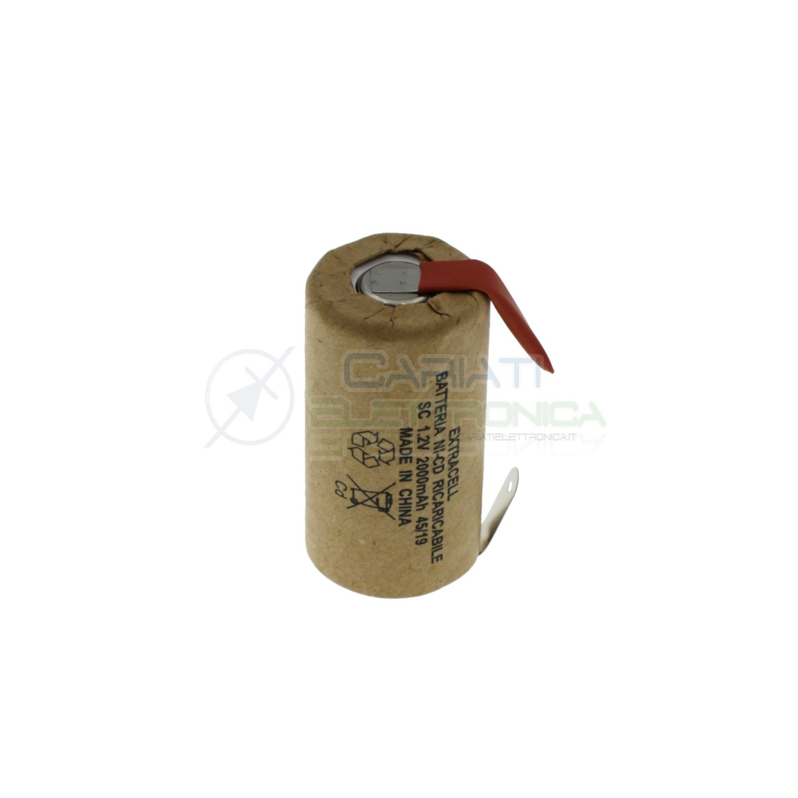 Batteria ricaricabile SC NI-CD 1,2V 2000mAh in cartone con terminali a saldareExtracell