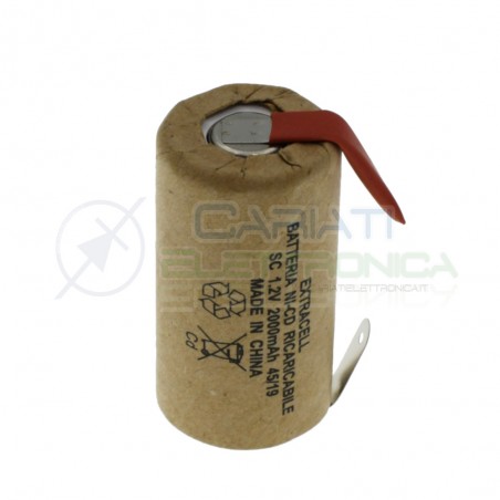 Batteria ricaricabile SC NI-CD 1,2V 2000mAh in cartone con terminali a saldareExtracell
