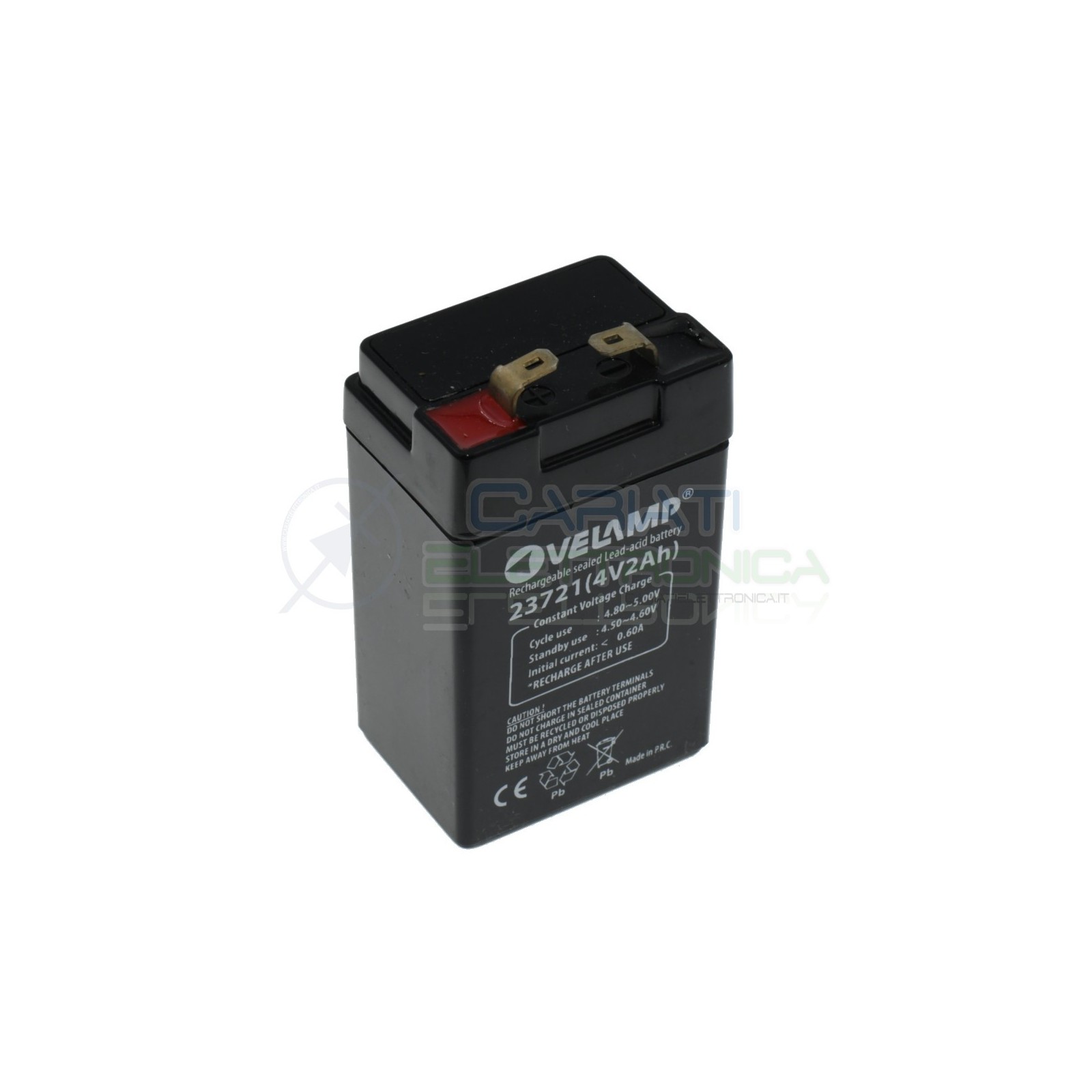 Batteria 4V 2Ah piombo-acido ricaricabile 45x33x81mm ermetica Velamp