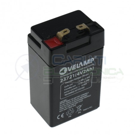 Batteria 4V 2Ah piombo-acido ricaricabile 45x33x81mm ermetica Velamp