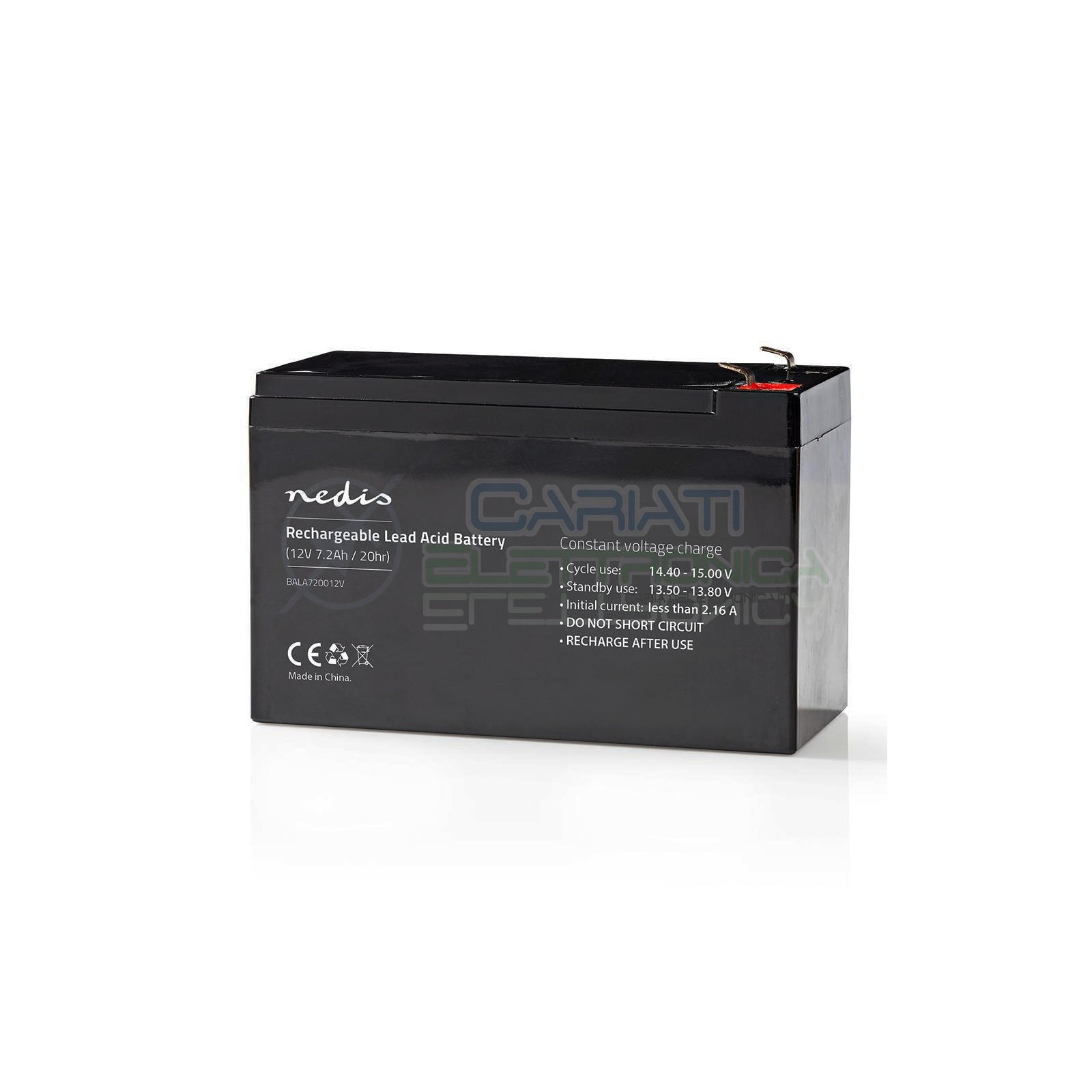 Batteria 12V 7200mAh 7,2Ah piombo-acido ricaricabile 151x65x95mm ermeticaNedis
