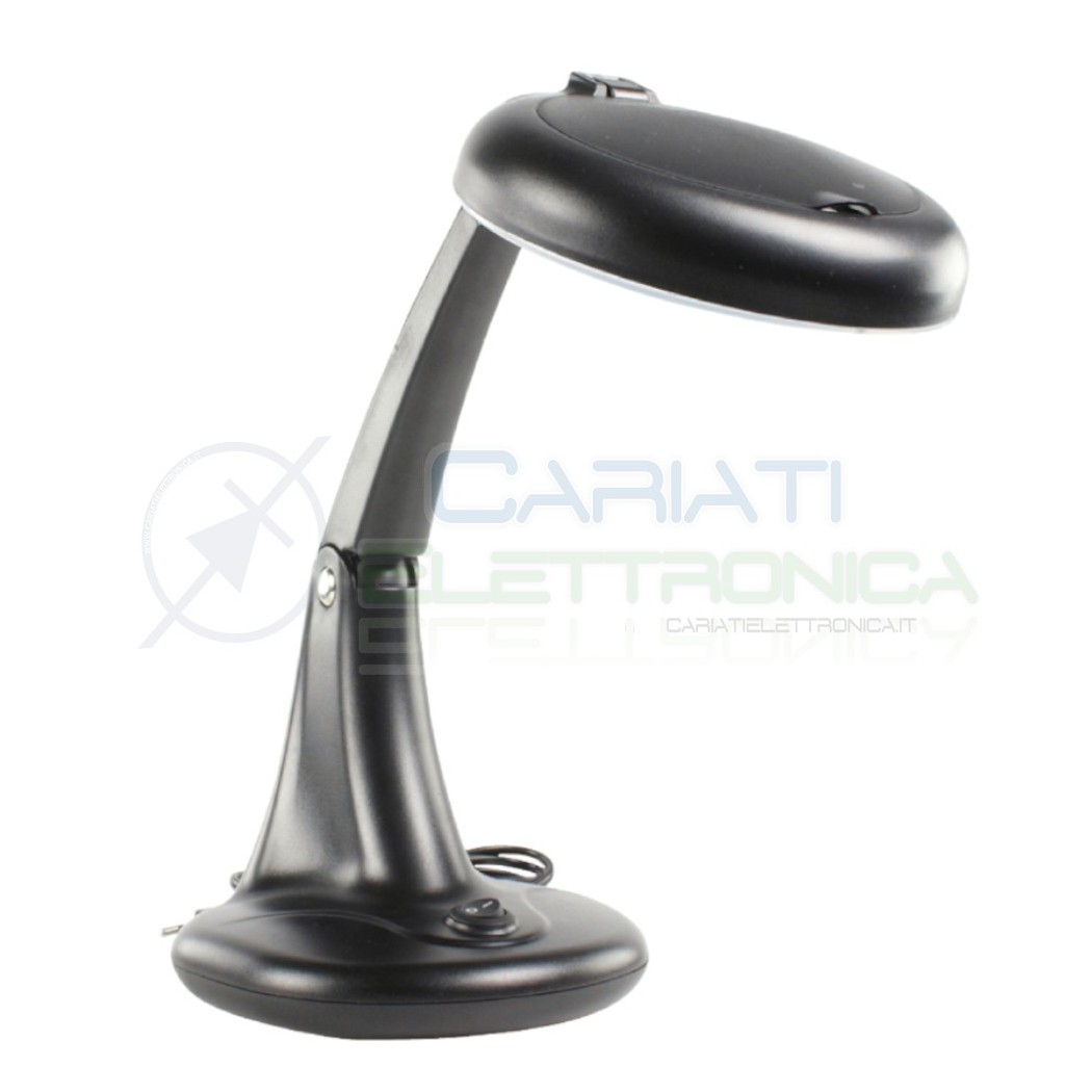 Lente di Ingrandimento 12W 6400K 3 Diotrie + 12 da Tavolo Lampada con ingrandimento Nera Nedis