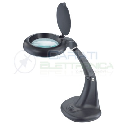 Lente di Ingrandimento 12W 6400K 3 Diotrie + 12 da Tavolo Lampada con ingrandimento Nera Nedis
