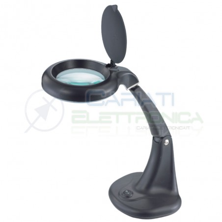 Lente di Ingrandimento 12W 6400K 3 Diotrie + 12 da Tavolo Lampada con ingrandimento Nera Nedis
