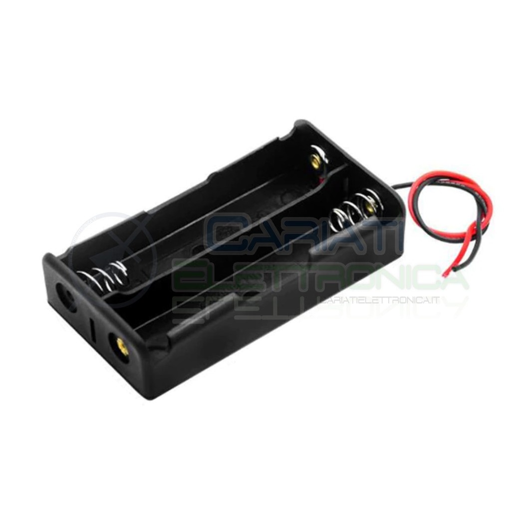 Porta Batteria per 2 Pile tipo 18650 con Cavi Portabatteria Generico