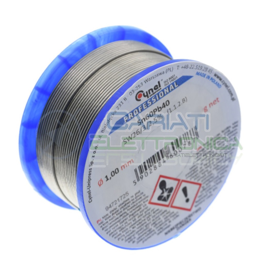100g Bobina rotolo stagno 1mm Sn60 Pb40 flux 2.5% Sw26 Cynel