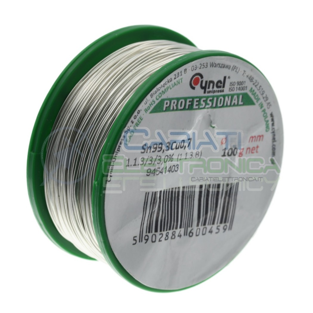 100gr Reel soldering wire 0,7mm Sn99.3 Cu0.7 flux 3% lead freeCynel