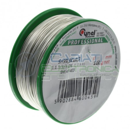 100g Bobina rotolo stagno 0,7mm Sn99.3 Cu0.7 flux 3% lead free Cynel