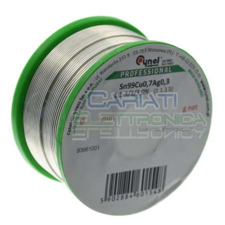 100g Bobina rotolo stagno 1mm Sn99 Cu0.7 Ag0.3 flux 3% lead free Cynel