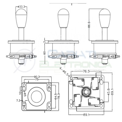 Joystick Arcade manopola 360° da pannello 220V 6A Generico