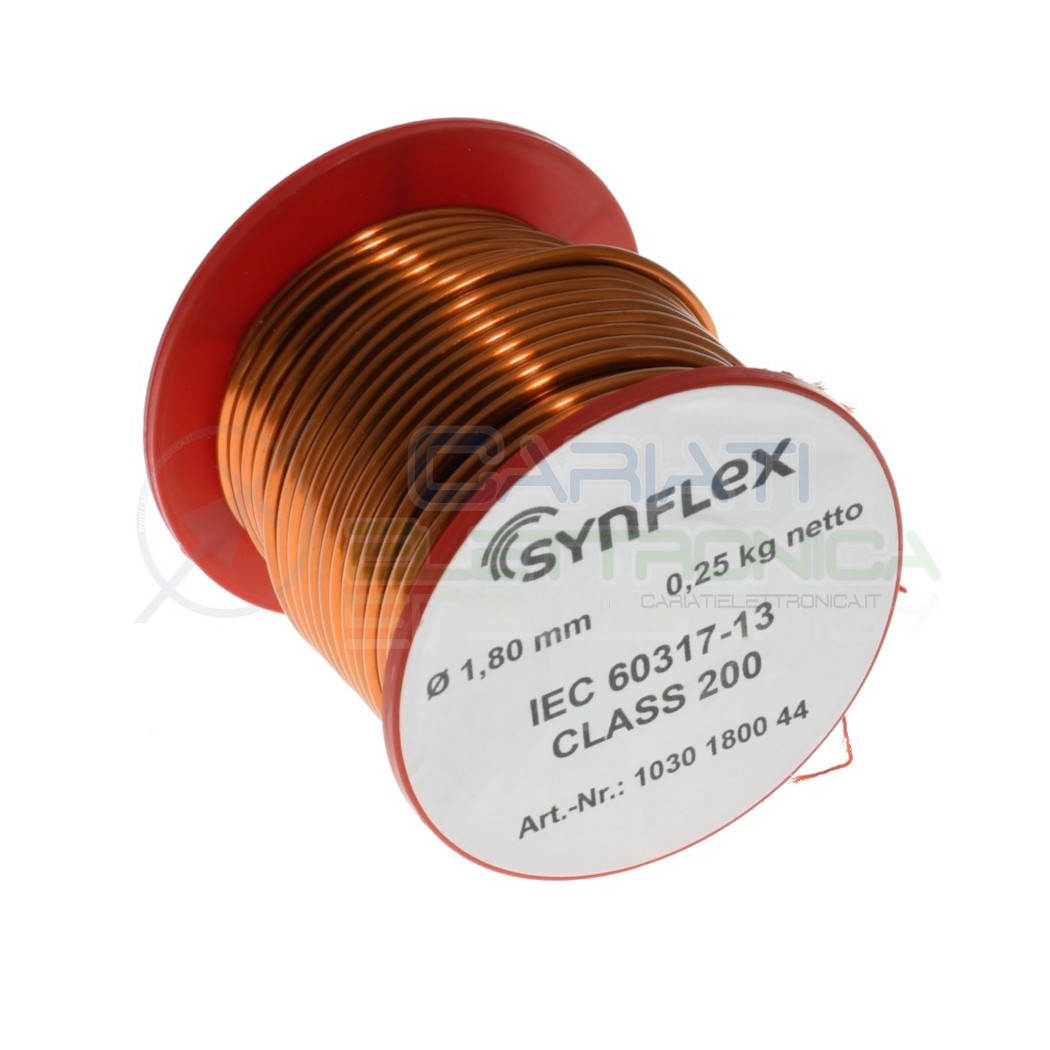 250g Rotolo filo di rame da 1,80mm singolarmente smaltato per avvolgimenti Cavo bobina 0,25 kgSynflex