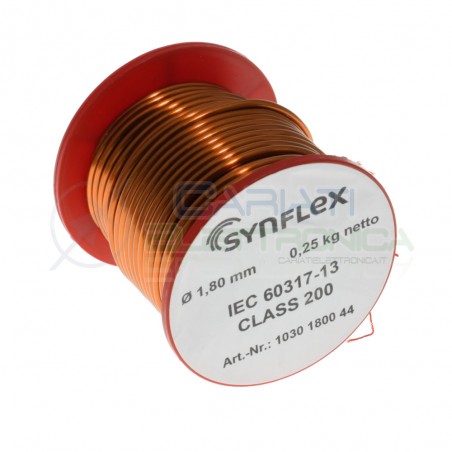 250g Rotolo filo di rame da 1,80mm singolarmente smaltato per avvolgimenti Cavo bobina 0,25 kgSynflex