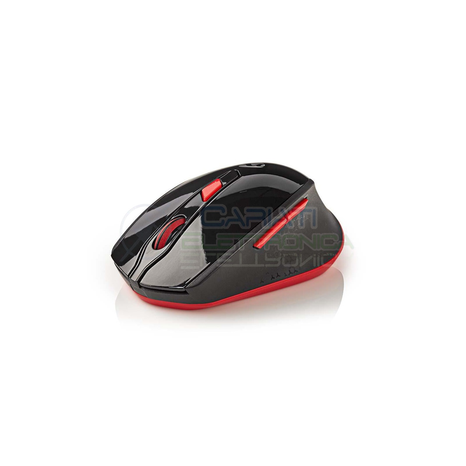 Mouse ottico wireless Wifi Usb 1600 Dpi Rosso per Notebook PC Computer 1600 DPI 2,4GNedis
