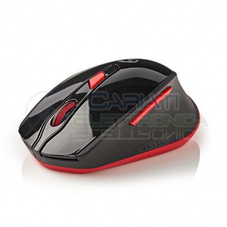 Mouse ottico wireless Wifi Usb 1600 Dpi Rosso per Notebook PC Computer 1600 DPI 2,4GNedis
