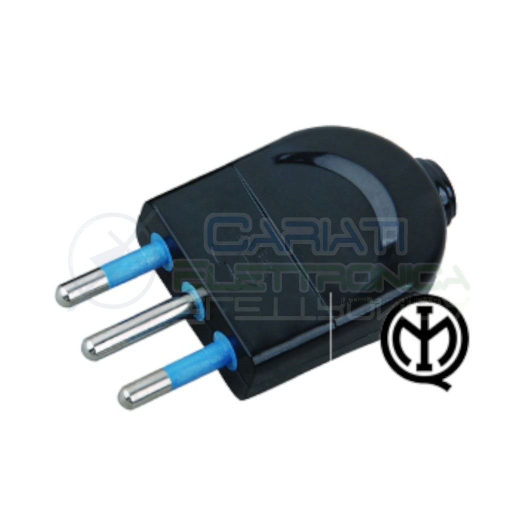 Spina Volante 10A + T Nera Spina Elettrica 10A per Cavi ElettriciPropart