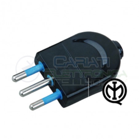 Spina Volante 10A + T Nera Spina Elettrica 10A per Cavi ElettriciPropart