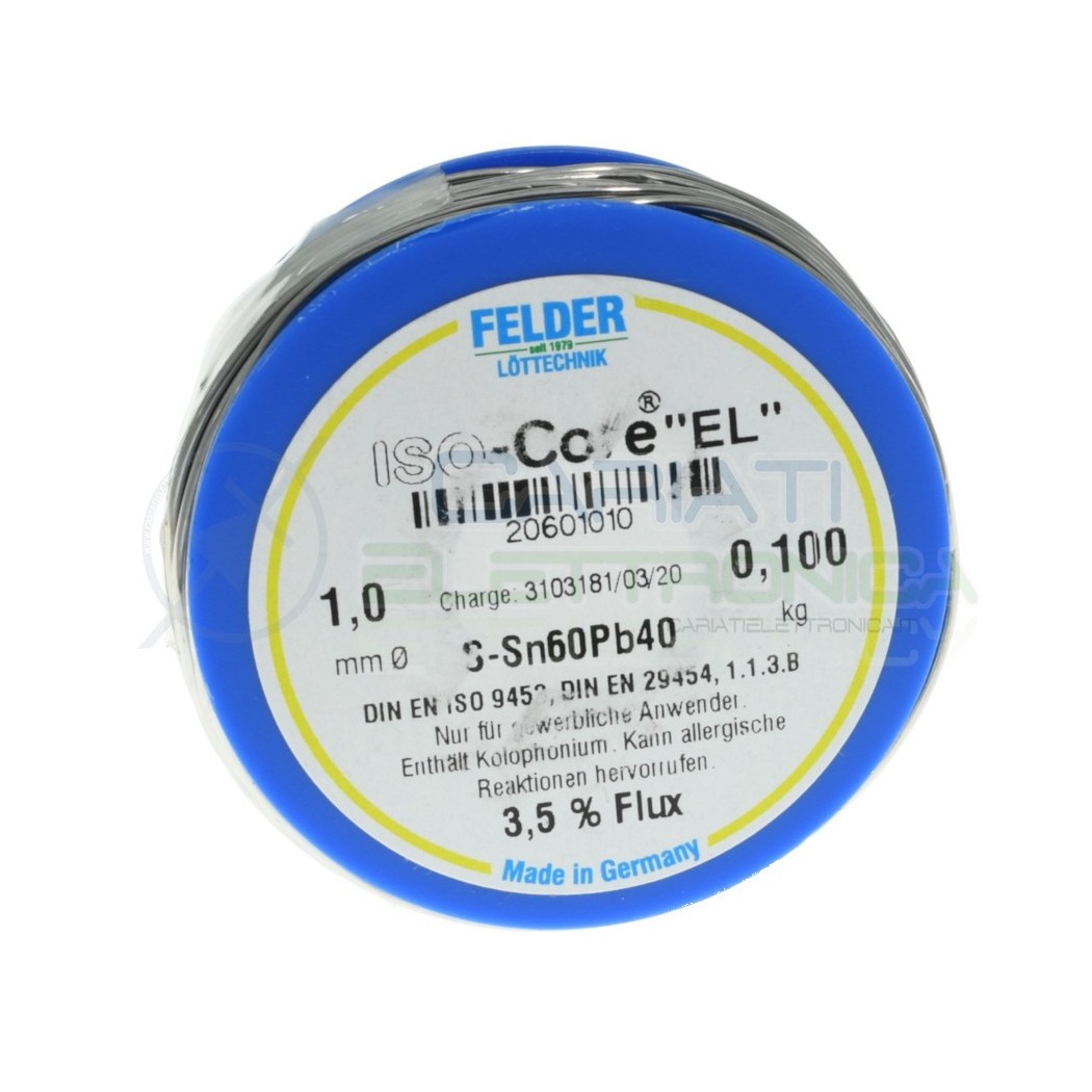 100gr Reel soldering wire 1mm 60/40 flux 3,5% Sn60 PB40 felder SolderFelder