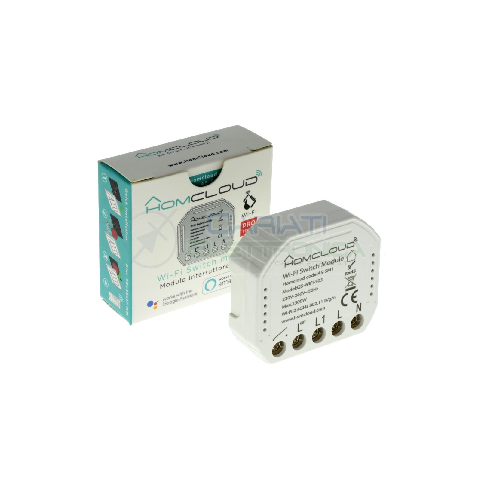Domotica interruttore Wifi da incasso Intelligente 2300W Homcloud As-sm1HomCloud