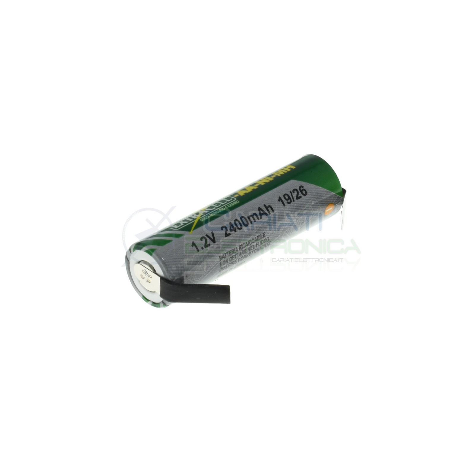 Battery 1,2V AA 2400mAh rechargeable NiMh 1,2 Volt with terminal for solderingExtracell
