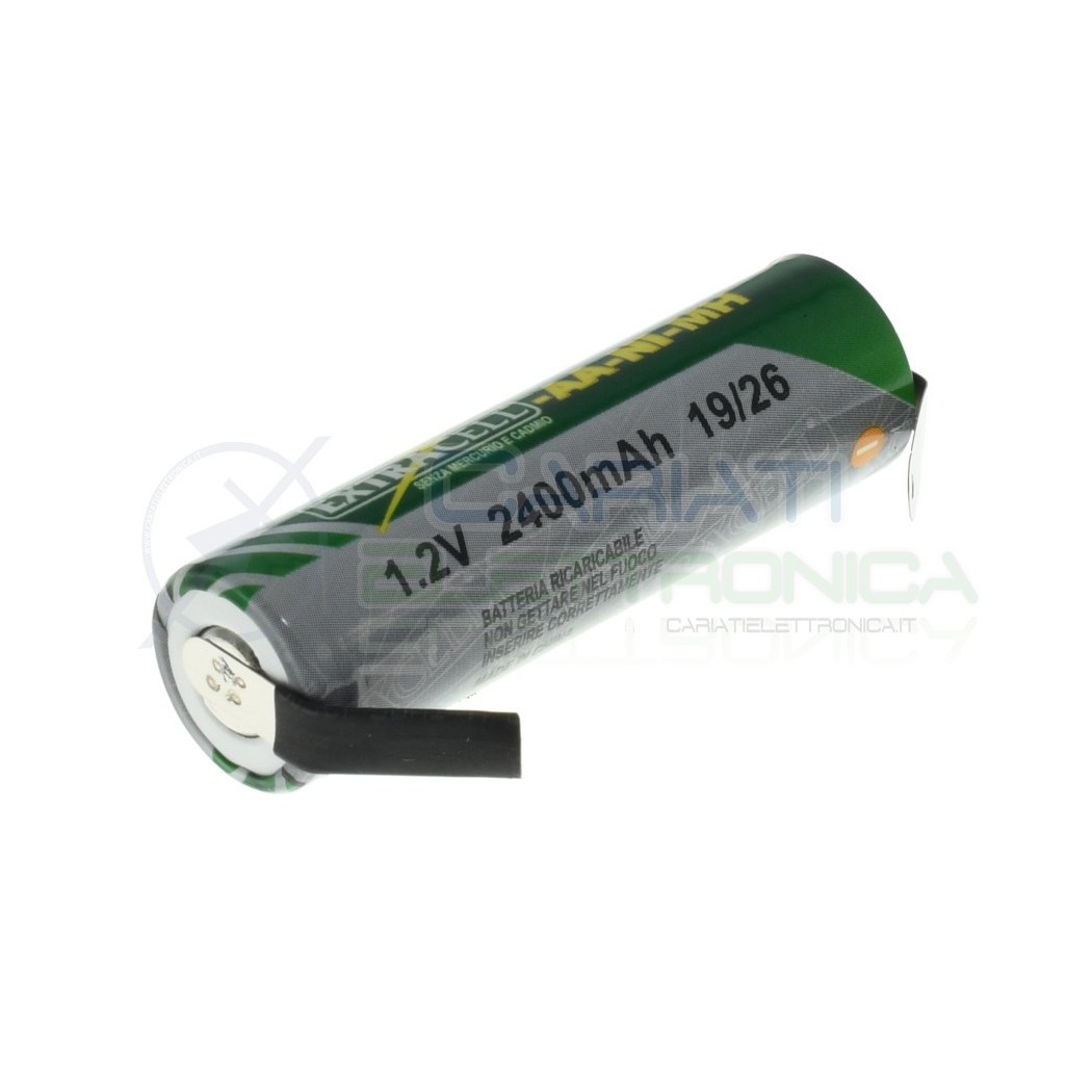 Battery 1,2V AA 2400mAh rechargeable NiMh 1,2 Volt with terminal for solderingExtracell
