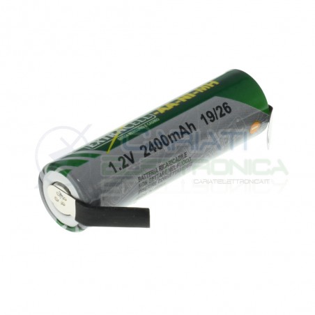 Battery 1,2V AA 2400mAh rechargeable NiMh 1,2 Volt with terminal for solderingExtracell
