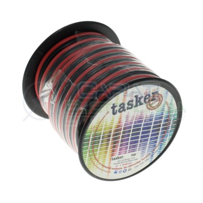 Tasker TSK51-5 Piattina Audio Rosso nero 2x0,5 mm2 Bobina 5metri Per Altoparlanti Alimentazione Tasker