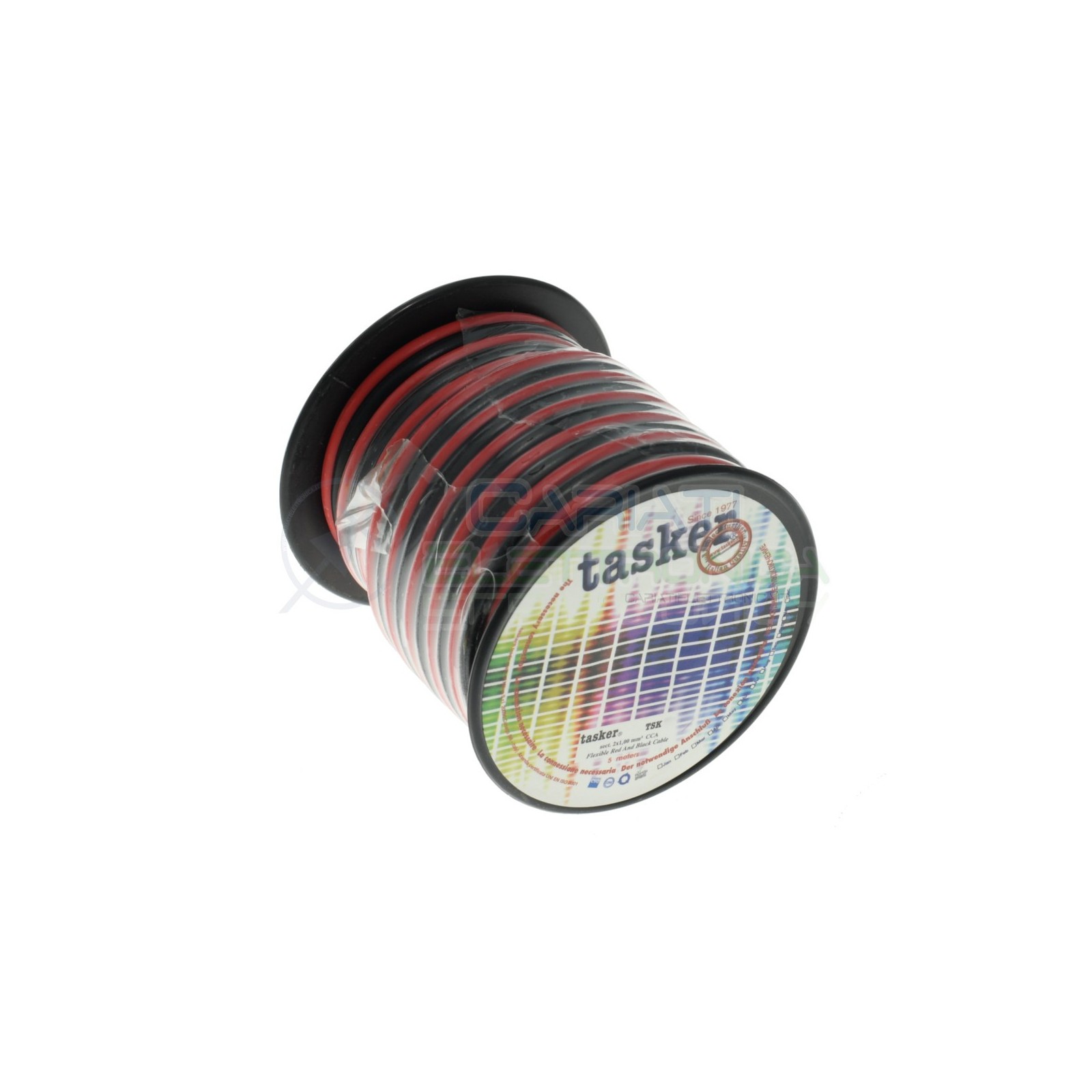 Tasker TSK53-5 Piattina Audio Rosso nero 2x1 mm Bobina 5metri Per Altoparlanti AlimentazioneTasker