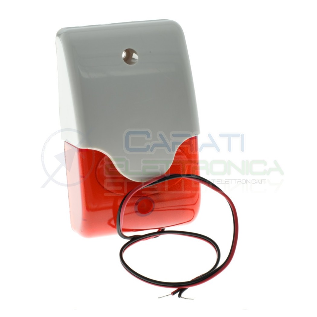 Sirena Piezo 12V Dc 111dB con Lampeggiante rosso 123x73x43mmGenerico