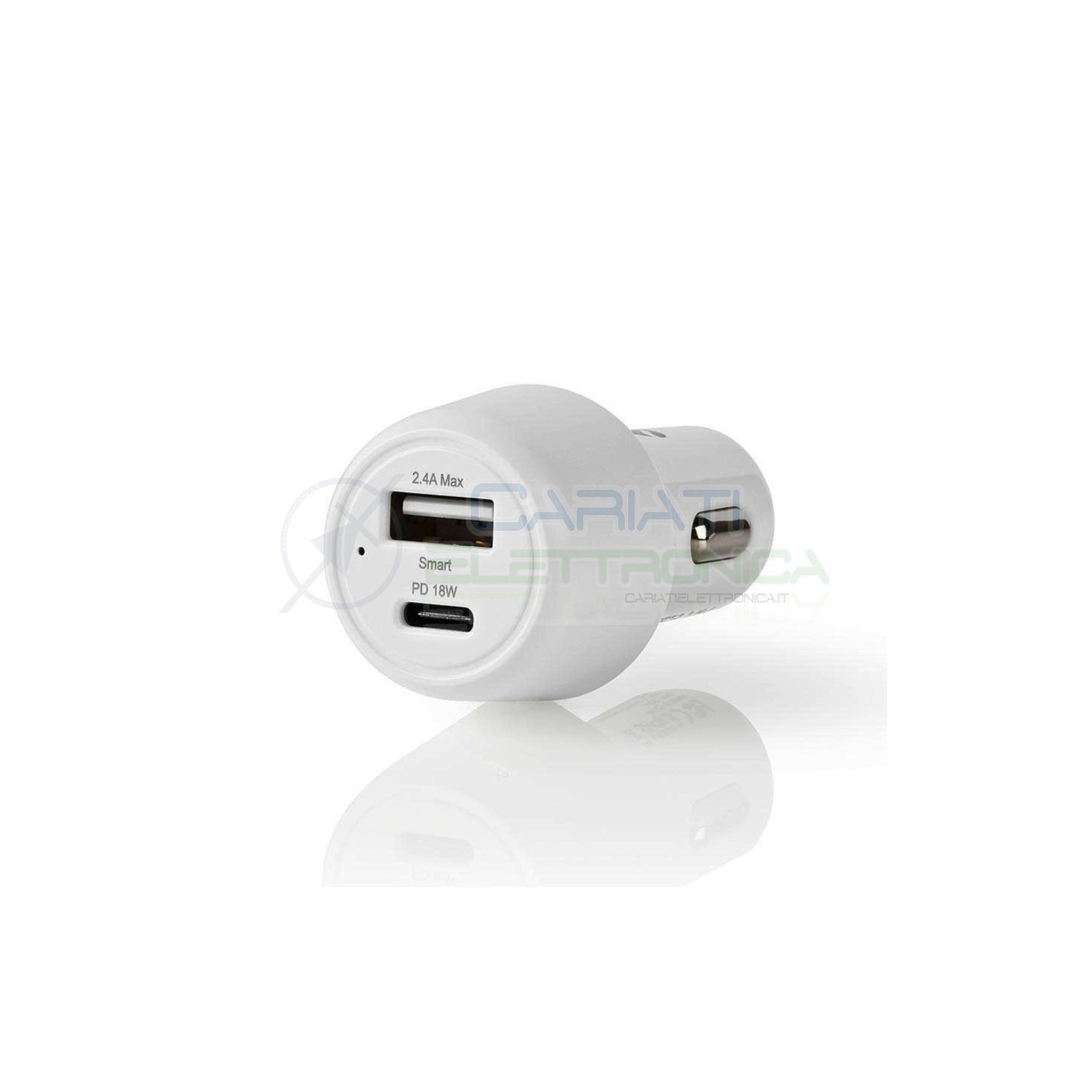ricabatterie per auto 12V 24V 3A doppia uscita USB-A USB-C 18W BiancoNedis