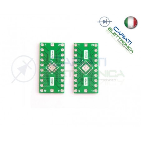 Adattatore Basetta Test PCB QFN20 0.65mm 0.5mm a DIP20