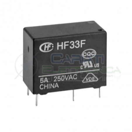 Relè Spst Hongfa HF33F-024-ZS3 Bobina 24V Dc Uscita Corrente 3/5A Tensione 250Vac 30Vdc HONGFA RELAY