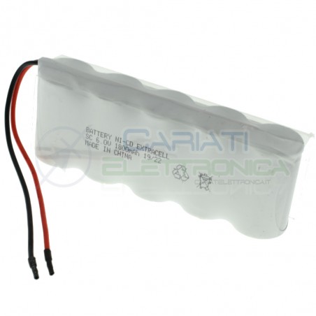 Batteria 6V 1800mAh Ricaricabile NiCd 6 Volt di EmergenzaExtracell