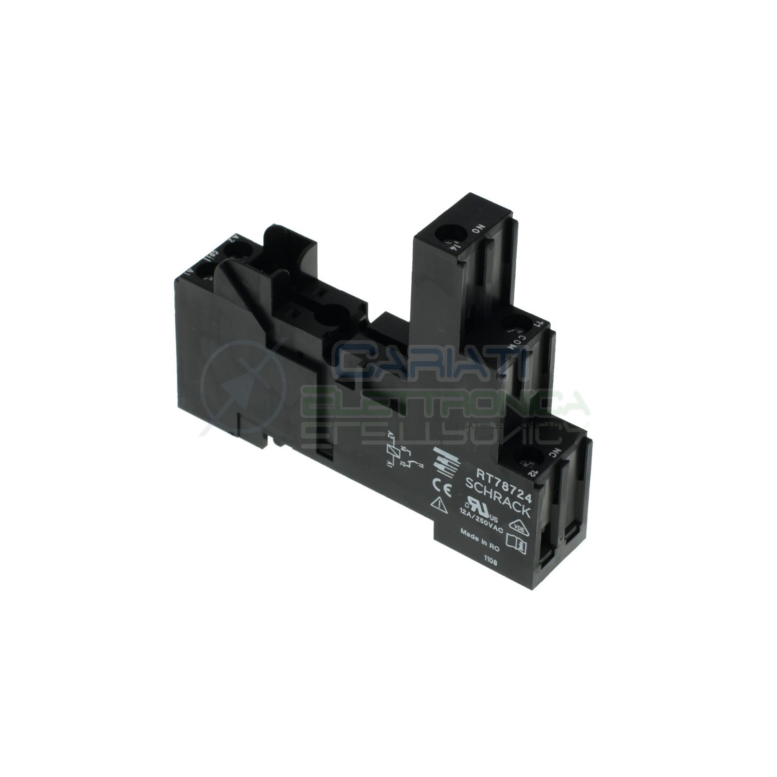 Portarelè Zoccolo DIN 1 scambio 12A per Relè 5 pin Pcb porta Relay Schrack