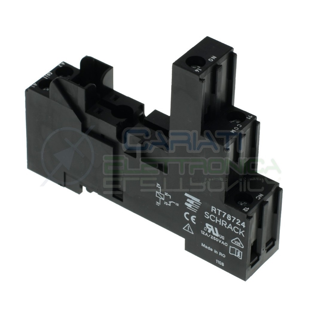 Portarelè Zoccolo DIN 1 scambio 12A per Relè 5 pin Pcb porta Relay Schrack