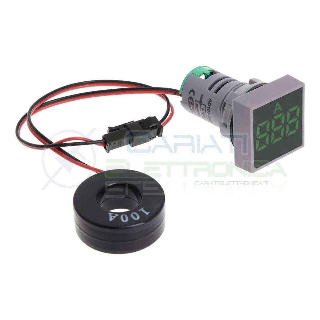 Amperometro Display Amperometrico 100A Verde da Pannello 22mmGenerico